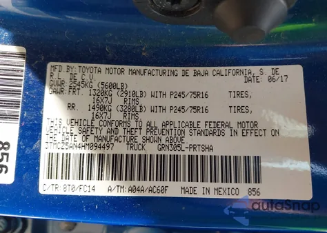 2017 Toyota Tacoma Sr5 V6 z USA, uszkodzony, nr VIN 3TMCZ5AN4HM094497